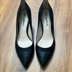 Karl Lagerfeld Black Textured Heels